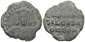 Byzantine Constantine VII Porphyrogenitus, with Romanus I (913-959) AE Follis Obv: Crowned facing bust, wearing loros and holding akakia and globus cr...