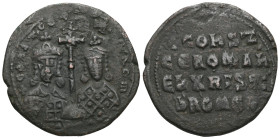 Bronze Coins Constantine VII Porphyrogenitus with Zoe, (913-959), AE follis, Constantinople, mint, (4.98 g), obv. + COSTAhT CE ZOH, crowned facing bus...