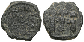 Byzantine
Heraclius, with Martina and Heraclius Constantine, 610-641. Follis (Bronze), Constantinopolis, RY 10 = 625/6. Heraclius in center, Heracliu...