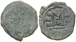 Byzantine
HERACLIUS with HERACLIUS CONSTANTINE (610-641) AE Follis (Bronze ) Cyzicus. Dated RY 3 (612/3, restriked on earlier Phocas issue
Obv: δδ N...