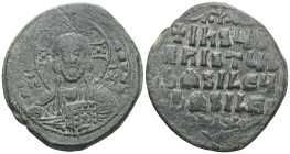 Byzantine Anonymous, time of Basil II & Constantine VIII, circa 970-1025. Follis (Bronze), Class A2, Constantinople. +EMMANOVHΛ / IC - XC Bust of Chri...