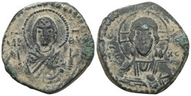 Byzantine Anonymous Folles, time of Romanus IV, circa 1068-1071. Follis (Bronze), Class G, Constantinople. IC XC Facing bust of Christ Pantokrator. Re...