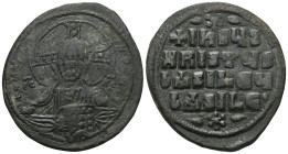 Byzantine Anonymous, time of Basil II & Constantine VIII, circa 970-1025. Follis (Bronze), Class A2, Constantinople. +EMMANOVHΛ / IC - XC Bust of Chri...