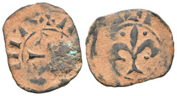 CRUSADERS, Antioch. Bohémond III. 1163-1201. Æ Pougeoise . Group 1a. Struck 1163-1188. [+]BOAIIDVS[...], large lis; four pellets around / + ANT[IOCHI]...