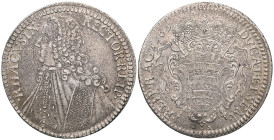 Medieval and World Coins CROATIA. Republic of Ragusa (Dubrovnik). Tallero (1763). Obv : RHACVSIN RECTOR REIP. Male bust left, with long wig and fur-tr...