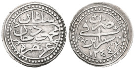 Ottoman. Mahmud II. AH 1223-1252 / AD 1808-1839. AR Quarter Budju – 6 Mazuna . Struck under Hussein Dey, regent of Algeria. Jaza'ir mint. Dated AH 123...