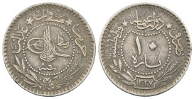 Ottoman , Mehmed V, Constantinople, 10 Para, AH 1327/6 , very fine.

Weight:4 gr
Diameter:21,2 mm