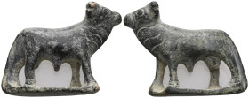 ANCIENT ROMAN BRONZE BULL FIGURINE . (3rd-4th century).AE. Very Fine.

Weight:38,5 gr
Diameter:48,5 mm