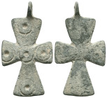 ANCIENT BYZANTINE EMPIRE BRONZE CROSS ( 8th - 10 th century ) .Ae

Weight:3,3 gr
Diameter:34,8 mm