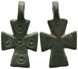 ANCIENT BYZANTINE EMPIRE BRONZE CROSS ( 8th - 10 th century ) .Ae

Weight:4,4 gr
Diameter:29,5 mm