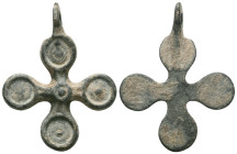 ANCIENT BYZANTINE EMPIRE BRONZE CROSS ( 8th - 10 th century ) .Ae

Weight:4,3 gr
Diameter:35,3 mm
