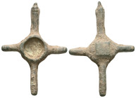 ANCIENT BYZANTINE EMPIRE BRONZE CROSS ( 8th - 10 th century ) .Ae

Weight:3,3 gr
Diameter:33,3 mm