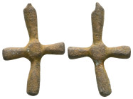 ANCIENT BYZANTINE EMPIRE BRONZE CROSS ( 8th - 10 th century ) .Ae

Weight:1,2 gr
Diameter:19,7 mm
