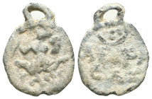 ANCIENT BYZANTINE EMPIRE LEAD NECKLACE ( 8th - 10 th century ) .Pb.

Weight:1,4 gr
Diameter:17,1 mm