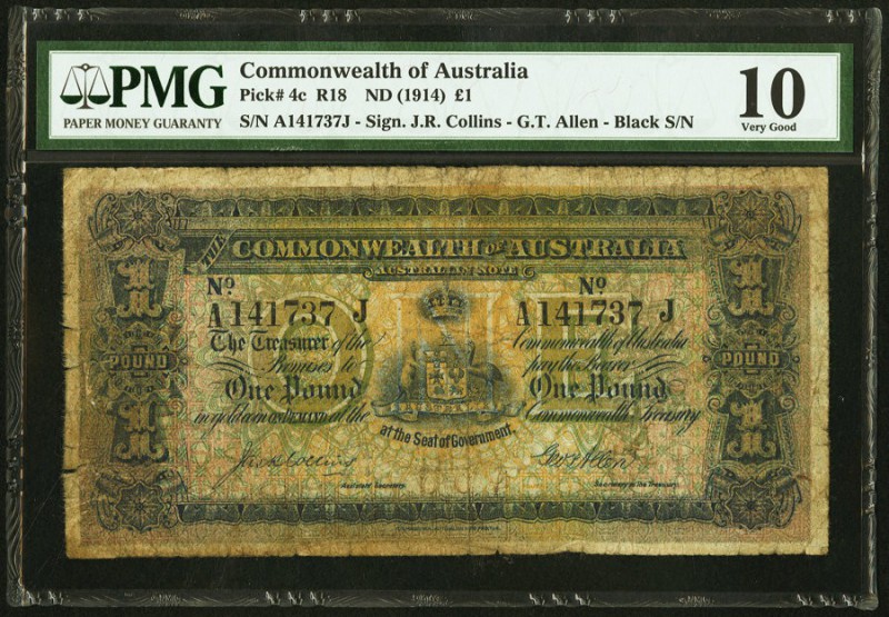 Australia Commonwealth of Australia 1 Pound ND (1914) Pick 4c PMG Very Good 10. ...