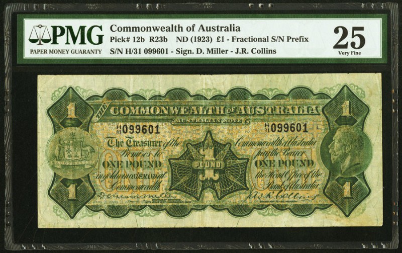 Australia Commonwealth of Australia 1 Pound ND (1923) Pick 12b PMG Very Fine 25....