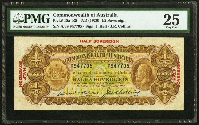 Australia Commonwealth Bank of Australia 1/2 Sovereign ND (1926) Pick 15a PMG Ve...