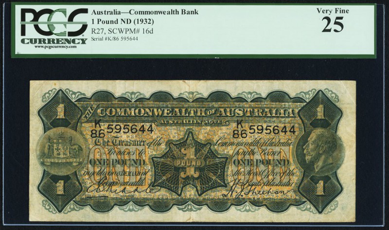 Australia Commonwealth Bank of Australia 1 Pound ND (1932) Pick 16d PCGS Very Fi...