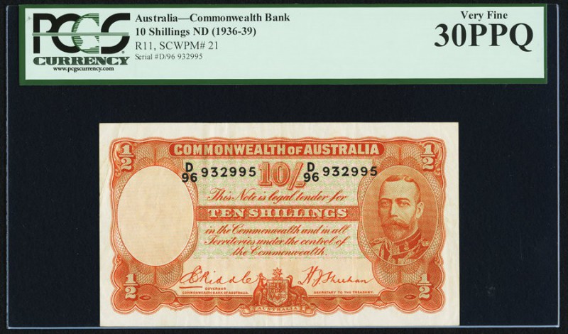 Australia Commonwealth Bank of Australia 10 Shillings ND (1936-39) Pick 21 PCGS ...