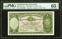 Australia Commonwealth Bank of Australia 1 Pound ND (1949) Pick 26c PMG Gem Uncirculated 65 EPQ. Although common in the lower grades, this type is qui...