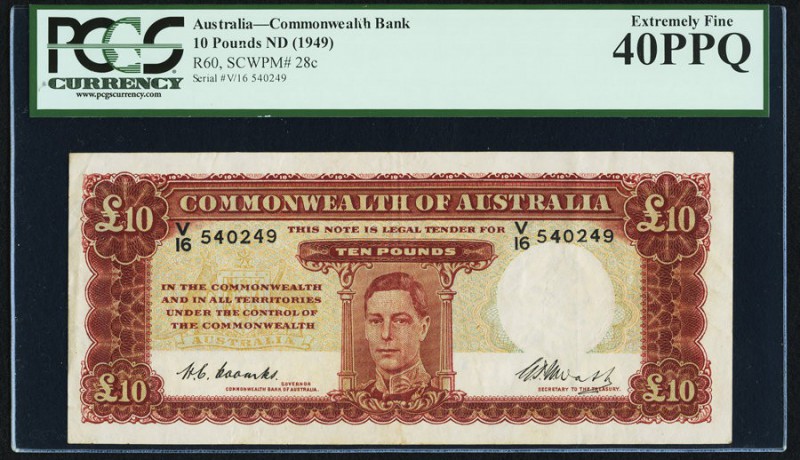 Australia Commonwealth Bank of Australia 10 Pounds ND (1949) Pick 28c PCGS Extre...