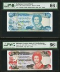 Bahamas Central Bank of the Bahamas 10; 20 Dollars L. 1974 (1984) Pick 46a; 47a PMG Gem Uncirculated 66 EPQ (2). An appealing pair of earlier Central ...
