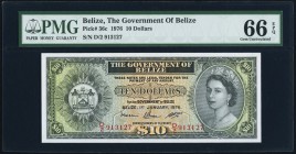 Belize Government of Belize 10 Dollars 1.1.1976 Pick 36c PMG Gem Uncirculated 66 EPQ. A stunning example of this higher denomination type. Final date ...