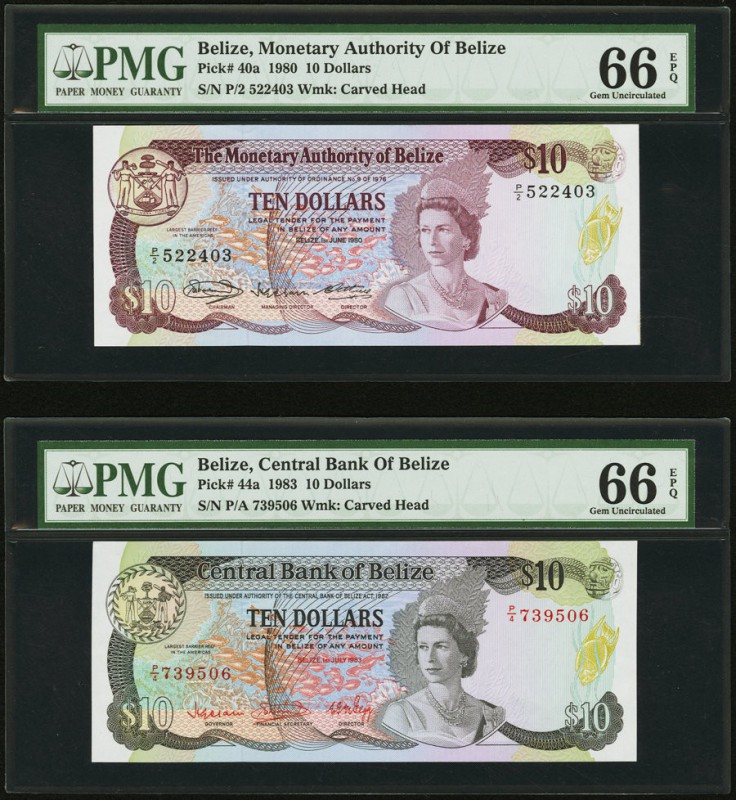 Belize Monetary Authority of Belize 10 Dollars 1.6.1980 Pick 40a; Central Bank o...