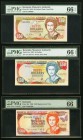 Bermuda Monetary Authority Three Graded Examples. $50 20.2.1989 Pick 38, low serial 000056; $50 12.10.1992 Pick 44a; $100 14.2.1996 Pick 45r Replaceme...