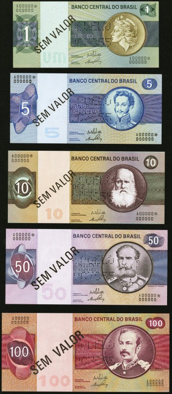 Brazil Banco Central do Brasil Specimen Booklet 1; 5; 10; 50; 100 Cruzeiros ND (...