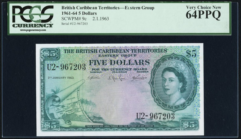British Caribbean Territories Currency Board 5 Dollars 2.1.1963 Pick 9c PCGS Ver...