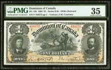 DC-13b $1 1898 PMG Choice Very Fine 35. A high end circulated example of this popular design that exhibits nice color, traces of original embossing, a...