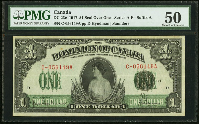 DC-23c $1 1917 PMG About Uncirculated 50. An attractive, lightly handled Series ...