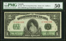 DC-23c $1 1917 PMG About Uncirculated 50. An attractive, lightly handled Series C Princess Patricia $1 that exhibits good color and ample margins.

HI...