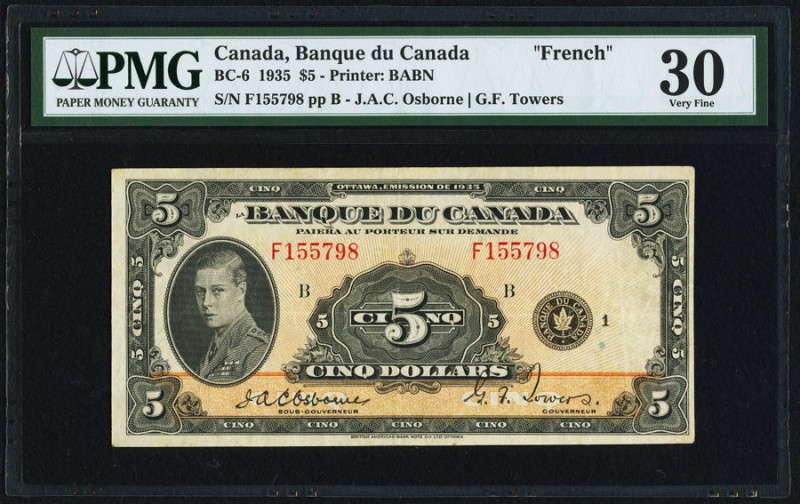 BC-6 $5 1935 PMG Very Fine 30. Only 33 percent of the print total for the 1935 5...