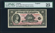 BC-9b $20 1935 PMG Very Fine 25. A pleasing and original example of this popular issue, which is the first banknote to feature the future Queen of Eng...
