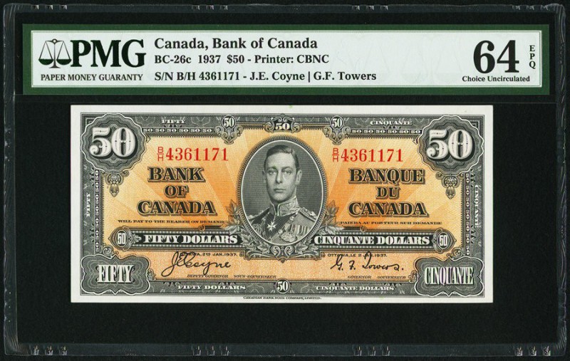 BC-26c $50 2.1.1937 PMG Choice Uncirculated 64 EPQ. An impressive example of thi...