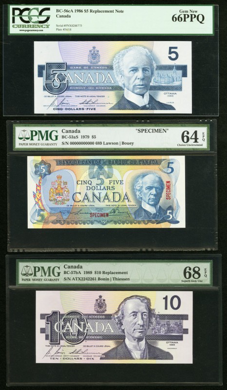 A Selection of Modern Bank of Canada Issues 1979-2005 PMG & PCGS Graded About Un...