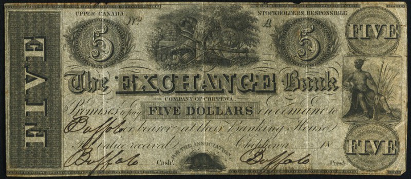 Chippewa, UC- Exchange Bank Company of Chippewa $5 18__ Ch.# 240-10-02R Remainde...