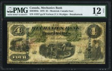 Montreal, PQ- Mechanics Bank $4 1.6.1872 Ch.# 430-10-04c PMG Fine 12 Net. An interesting and rare 19th century issue, with a limited scope of circulat...