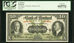 Montreal, PQ- Bank of Montreal $10 2.1.1931 Ch.# 505-58-04 PCGS Gem New 66PPQ. This eye catching $10 from the last issue of large size notes from this...