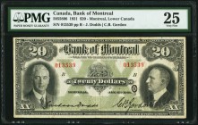 Montreal, PQ- Bank of Montreal $20 2.1.1931 Ch.# 505-58-06 PMG Very Fine 25. The $20 is a scarcer denomination from this difficult to obtain Depressio...
