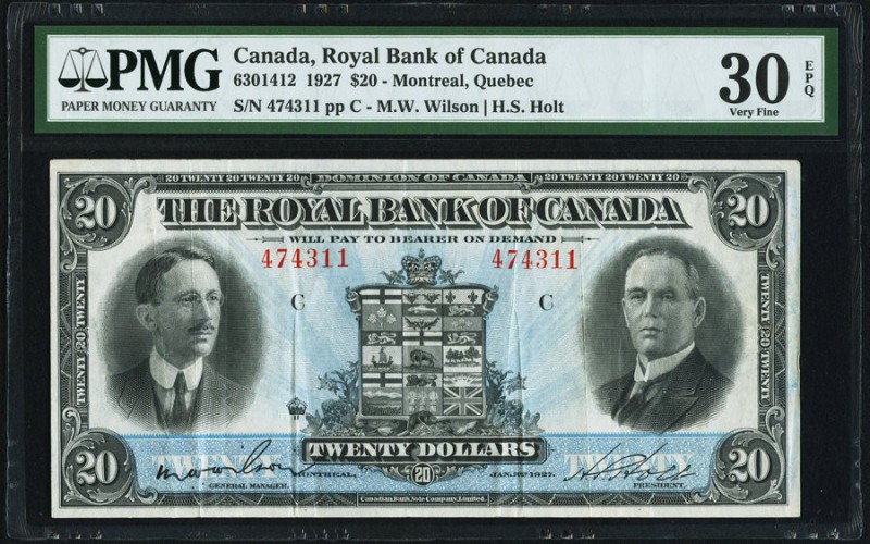 Montreal, PQ- Royal Bank of Canada $20 3.1.1927 Ch.# 630-14-12 PMG Very Fine 30 ...