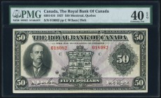Montreal, PQ- Royal Bank of Canada $50 3.1.1927 Ch.# 630-14-16 PMG Extremely Fine 40 EPQ. Quite a pleasing example of this higher denomination type. C...