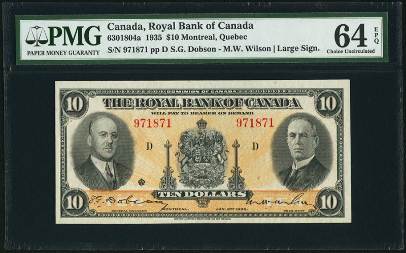 Montreal, PQ- Royal Bank of Canada $10 2.1.1935 Ch.# 630-18-04a PMG Choice Uncir...