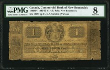 St. John, NB- Commerical Bank of New Brunswick 1 Pound 1.5.1857 Ch.# 180-14-04 PMG Very Good 8. A rare, seldom offered older type, still denominated i...