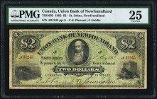 St. John's, NF- Union Bank of Newfoundland $2 1.5.1882 Ch.# 750-16-02 PMG Very Fine 25. A scarce 19th century offering, and pleasing in problem free, ...