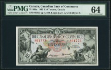 Toronto, ON- Canadian Bank of Commerce $10 Jan. 2, 1935 Ch. # 75-18-08a PMG Choice Uncirculated 64. This is a handsome, high grade note from this majo...