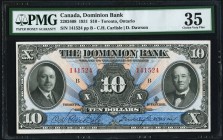 Toronto, ON- Dominion Bank of Canada $10 1.2.1931 Ch.# 220-24-08 PMG Choice Very Fine 35. A pretty example of this colorful and intricately engraved t...