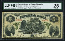 Toronto, ON- Imperial Bank of Canada $5 2.1.1920 Ch.# 375-16-06 PMG Very Fine 25. A handsome example of this scarce, larger format denomination. At th...